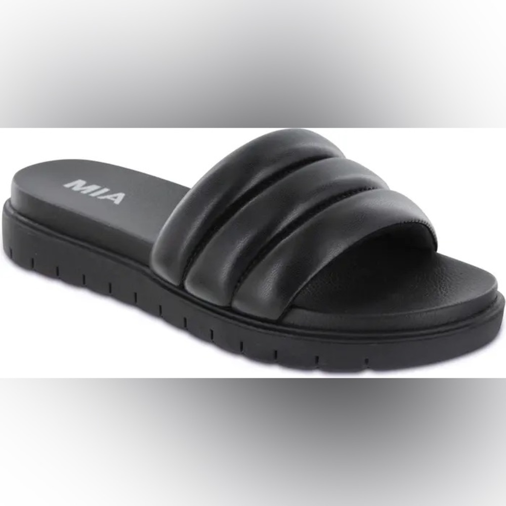 Womens Mishel Quilted Slide Sandals Size 7